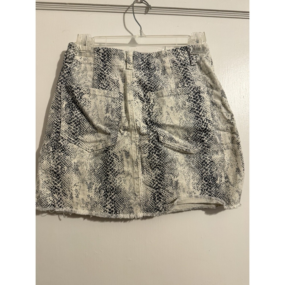 Peach Love California snakeskin print denim Button Fly mini skirt Size medium - Picture 3 of 5
